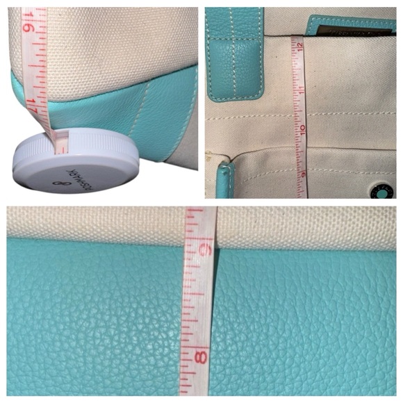 TIFFANY & CO Large Tiffany Blue/Natural Canvas Leather Trim Canvas Tote Bag - Picture 5 of 14